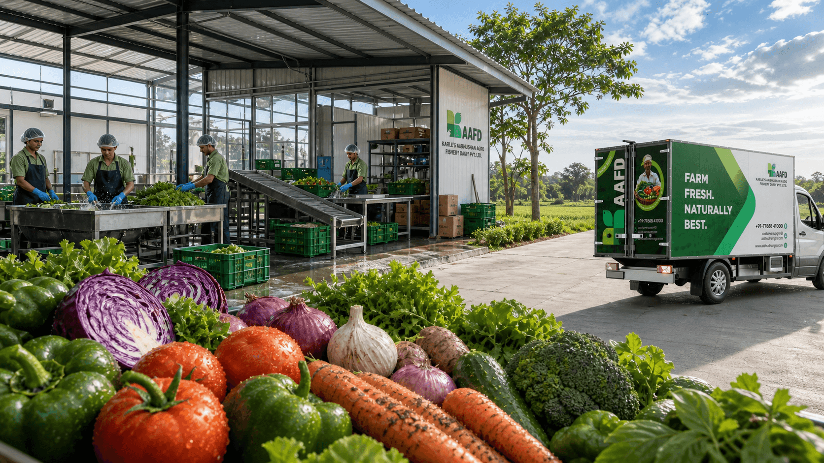 Modern farming landscape by Aabhushan Agro — food processing, agriculture, and landscaping